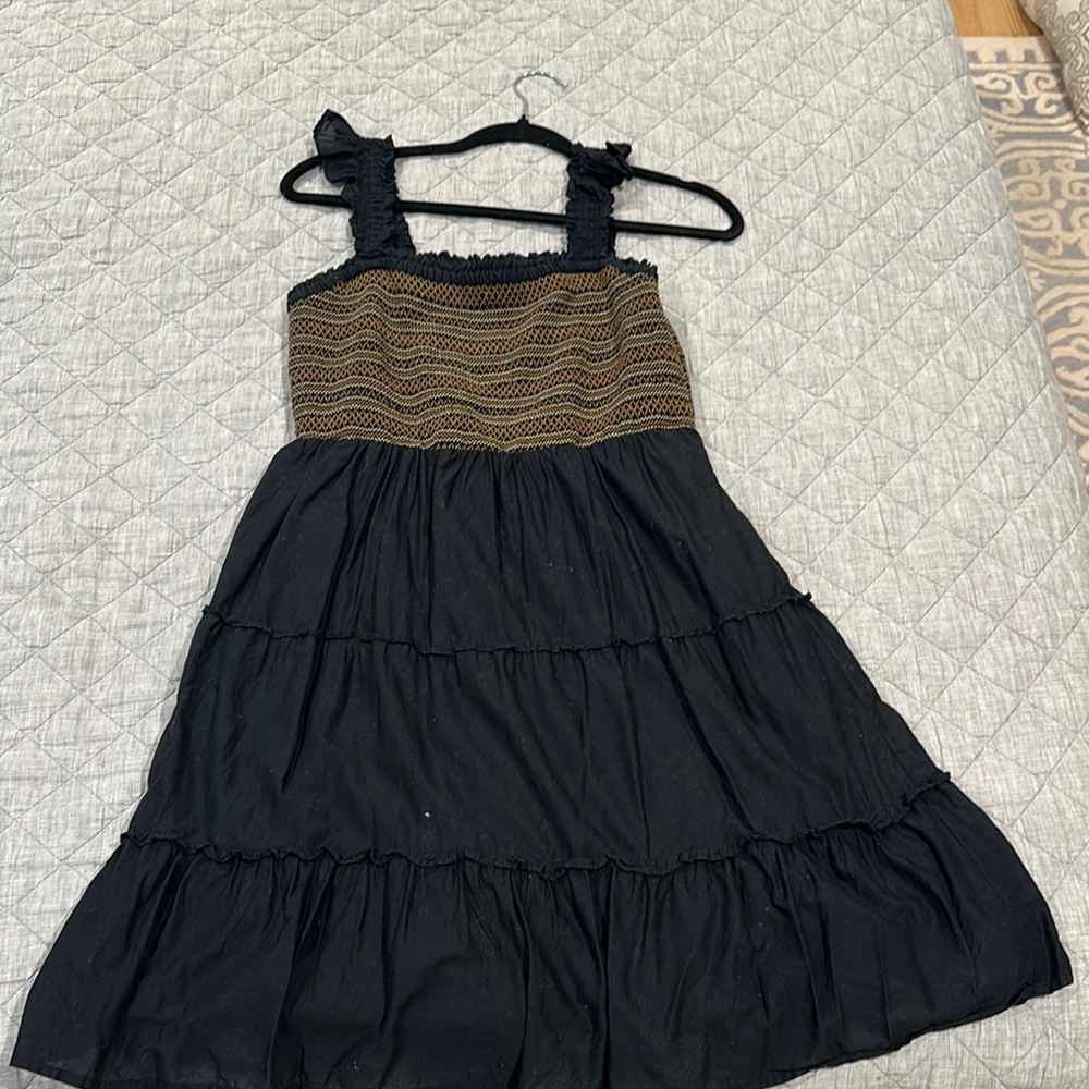 J. Crew Black and Gold Textured Top